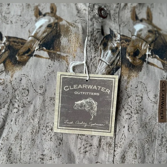 NWT Clearwater Outfitters Horse Equestrian Western Button Up Shirt Men’s Medium - Picture 4 of 7